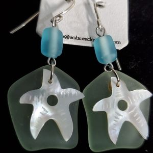 NEW Solares French Hook Seaglass Starfish Earrings